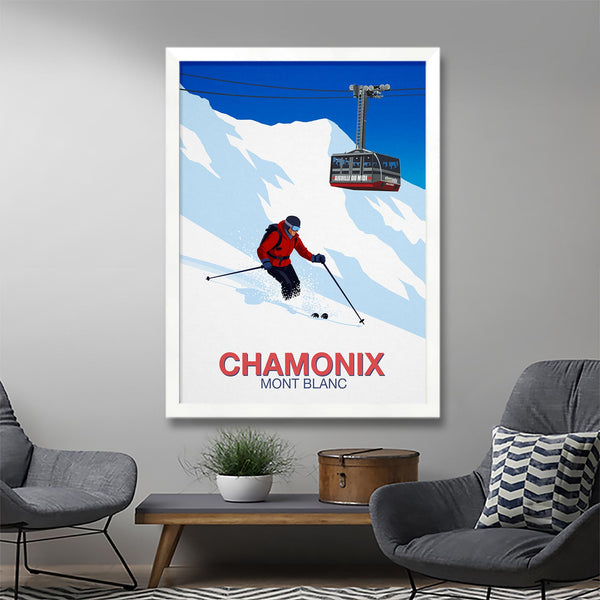 Affiche skieur Chamonix