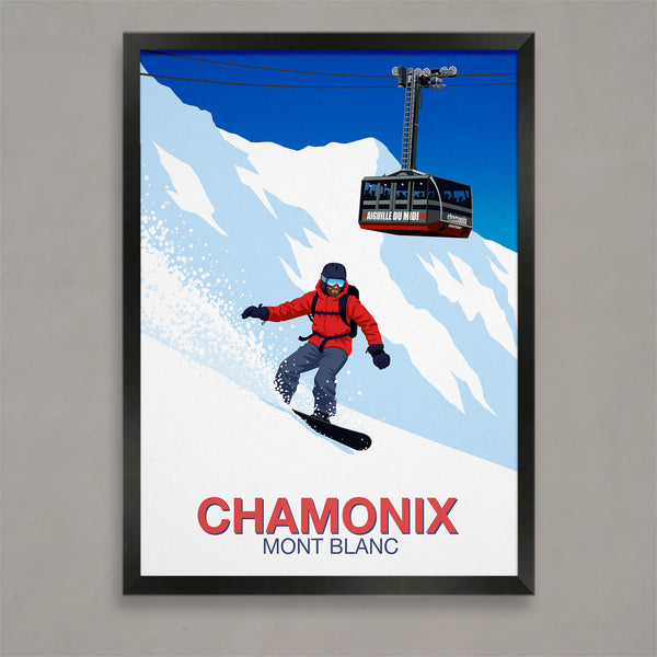 Affiche snowboard Chamonix