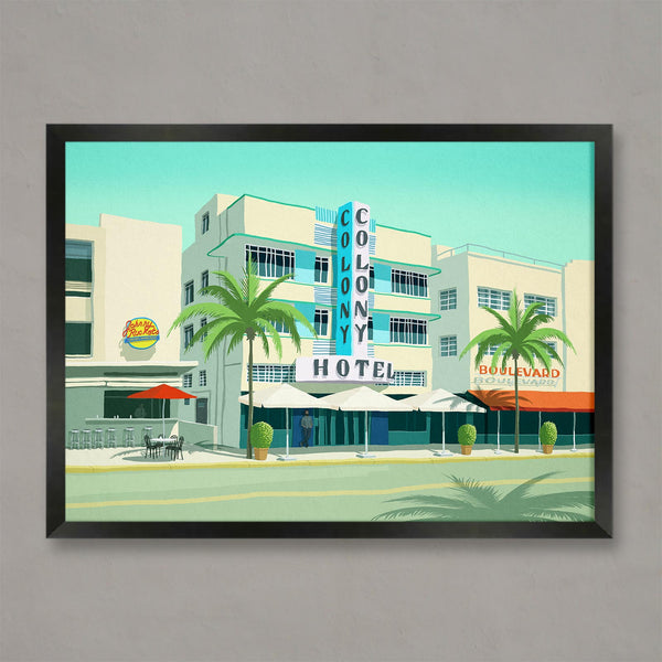 Affiche de voyage du Colony Hotel Miami