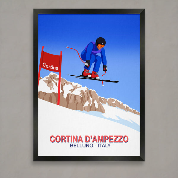 Cortina downhill ski race poster