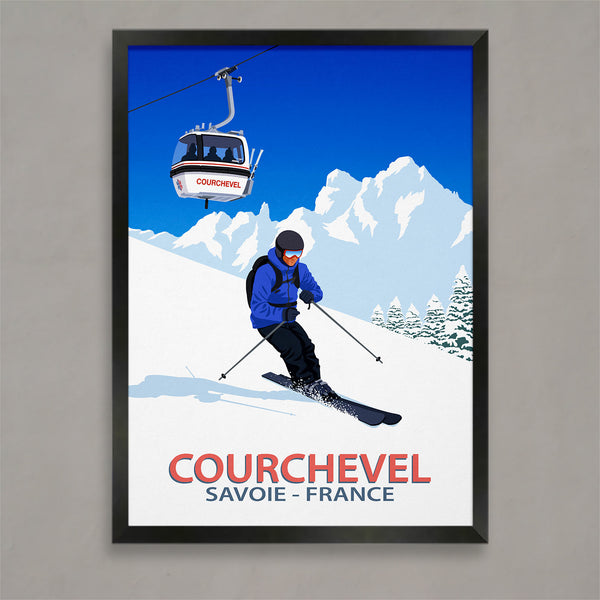 Affiche skieur Courchevel