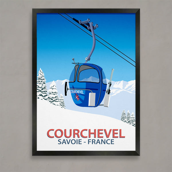 Affiche télécabine Courchevel vintage