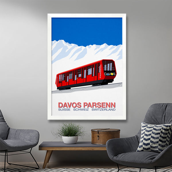 Affiche du train de ski de Davos Parsenn