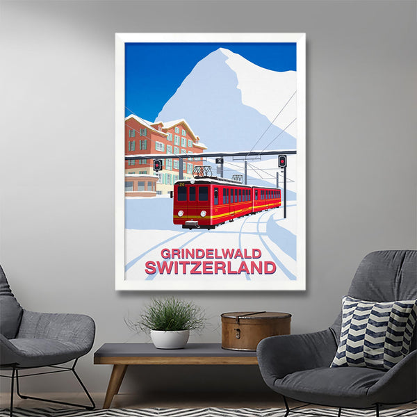 Grindelwald ski train poster