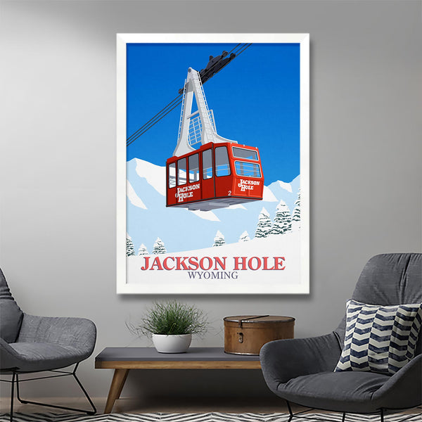 Affiche vintage du téléphérique de Jackson Hole