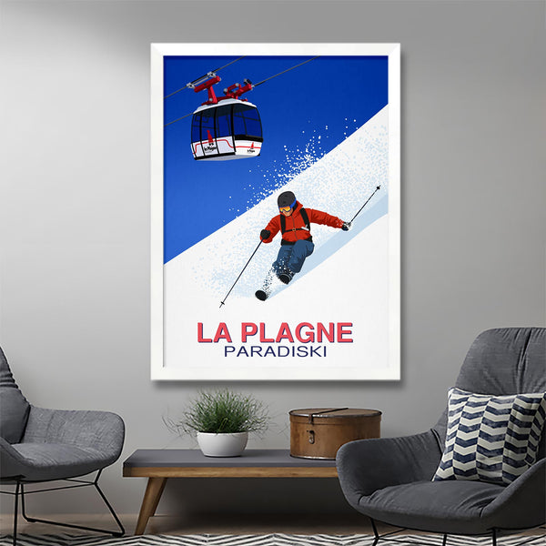 Affiche skieur La Plagne