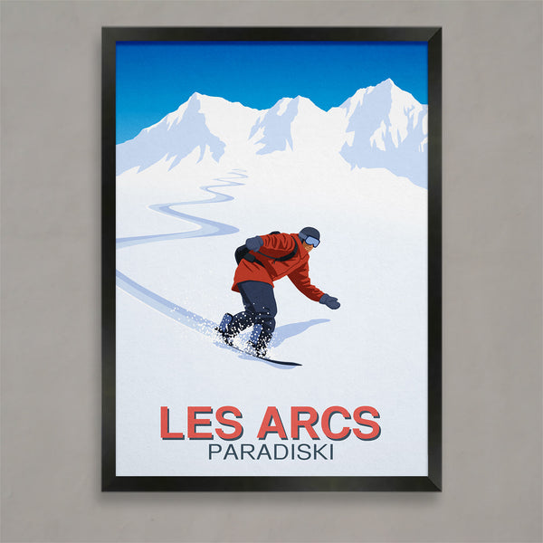 Les Arcs snowboarder poster