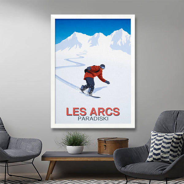 Les Arcs snowboarder poster