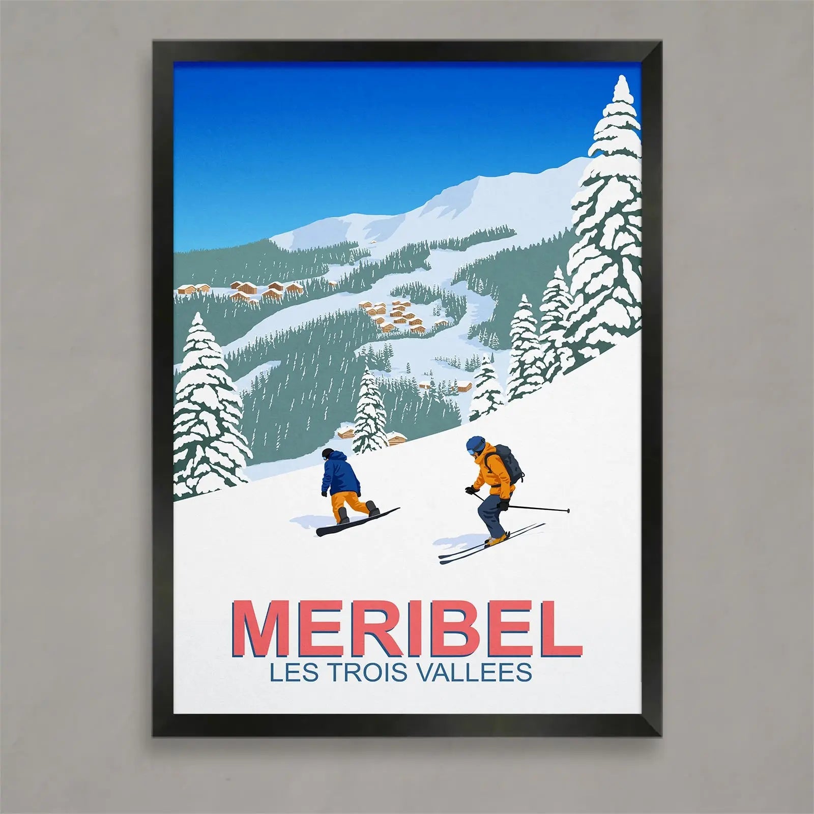 Meribel ski and snowboard poster Ski Poster & Art Prints Shop