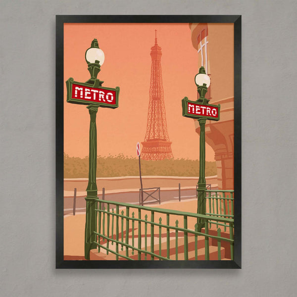 Paris Metro travel poster