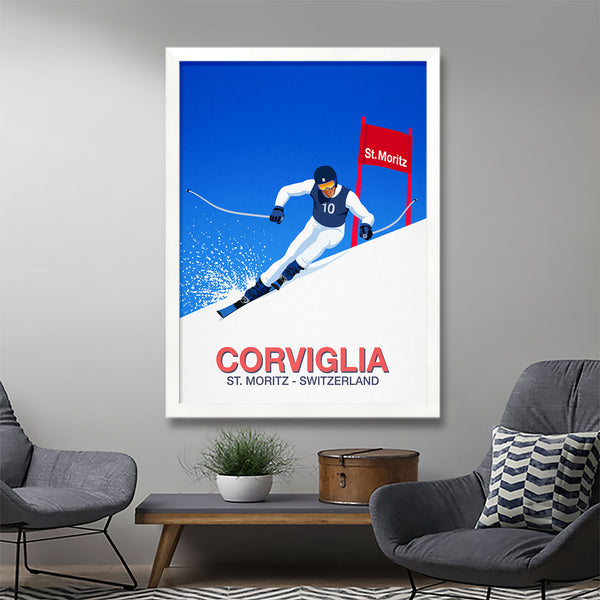 St. Moritz downhill ski race poster