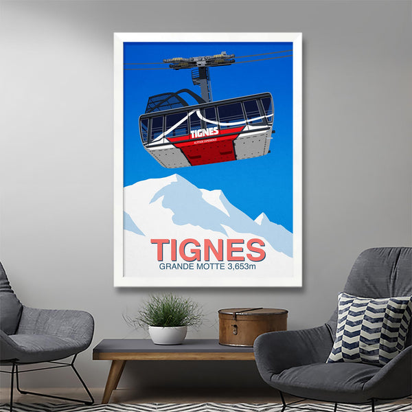 Tignes Grande Motte cable car poster