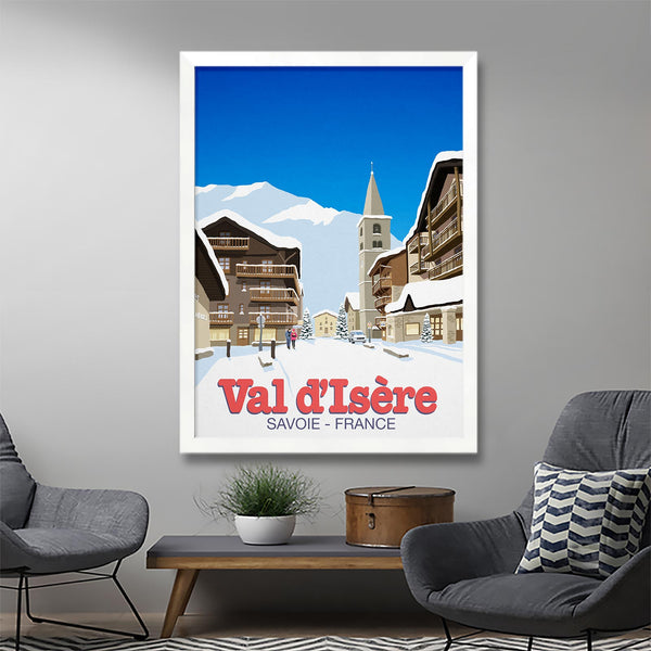 Val d'Isere ski town poster