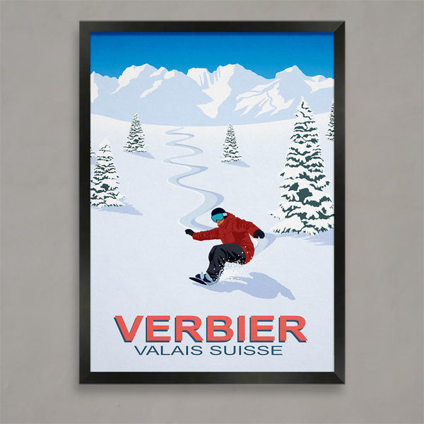 Affiche snowboard Verbier