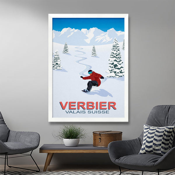 Affiche snowboard Verbier