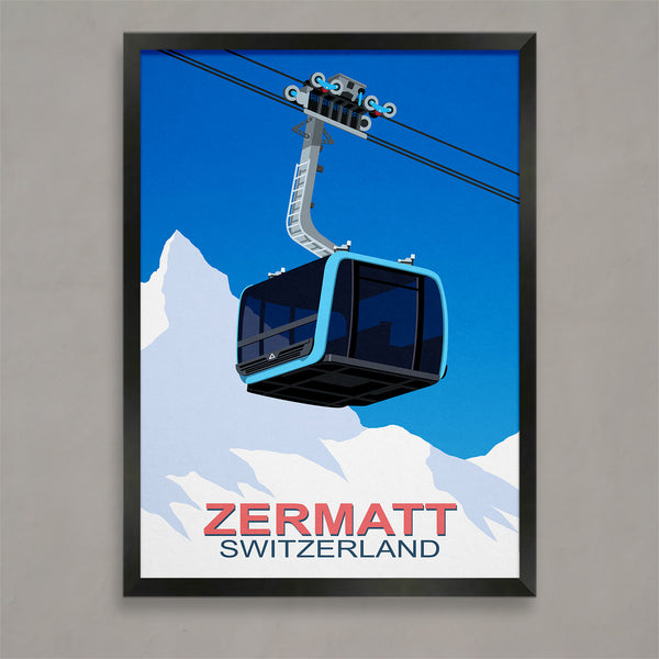 Zermatt Pinnaferina cable car poster