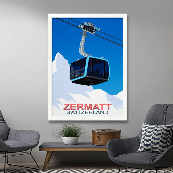 Zermatt Pinnaferina cable car poster