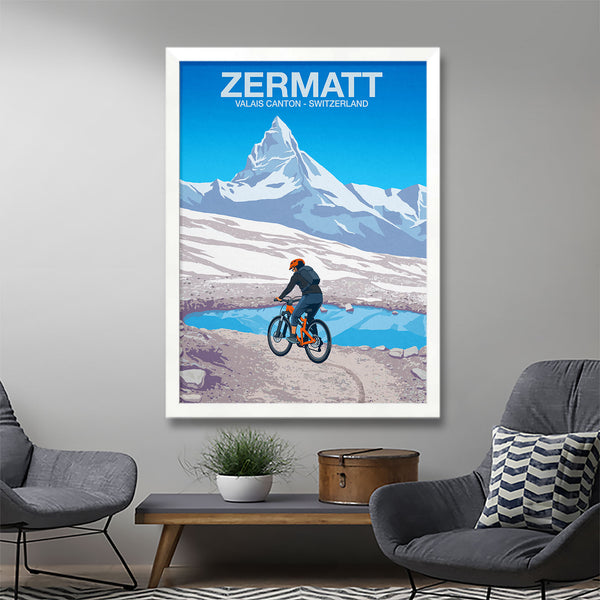 Zermatt mountain bike trail poster