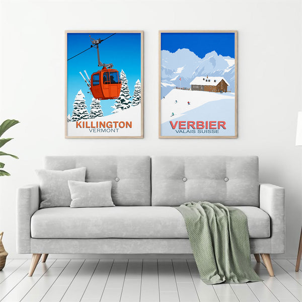 Ensemble de 2 impressions de ski, choisissez 2 affiches de la section affiches de ski et de snowboard dans ma boutique.
